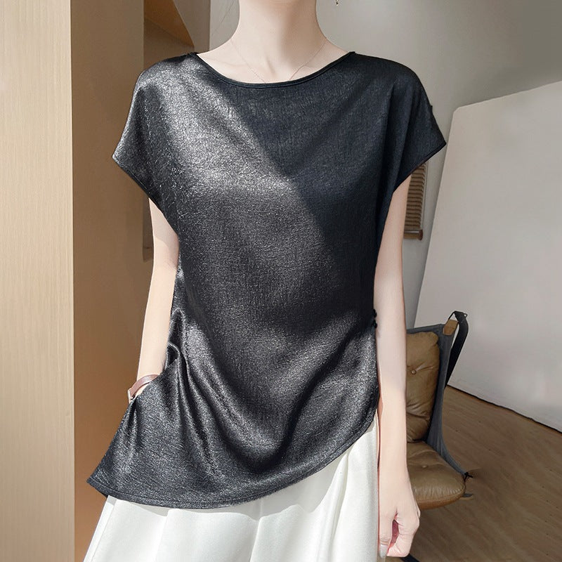 Women's Round Neck Short Sleeve Elegant Pullover T-Shirt