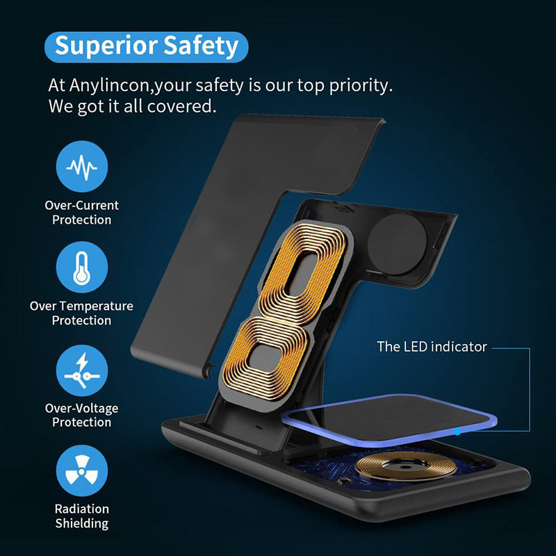 C13 3-in-1 Foldable Wireless Charging Stand 15W Desktop Dock