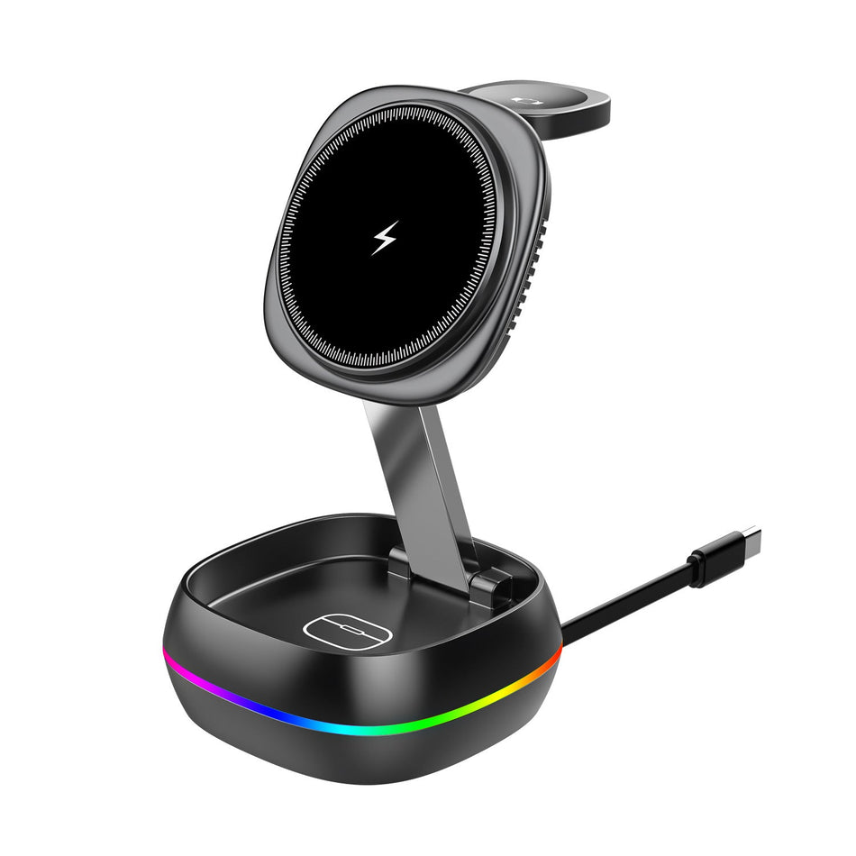 T33 3-in-1 Magnetic Wireless Charging Stand with Retractable
