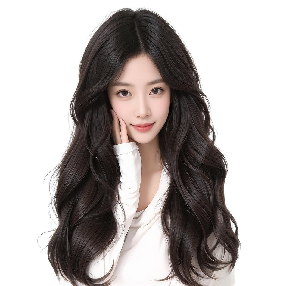 Middle Part Long Big Wave Full Head Wig Natural Volume