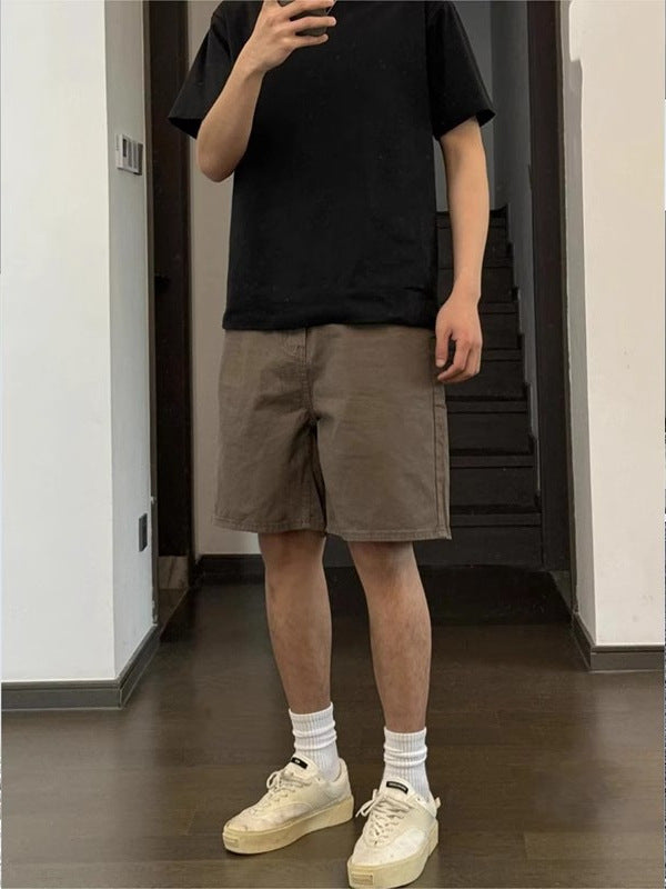 Men's Retro Stretch Denim Loose Fit Five-Point Shorts