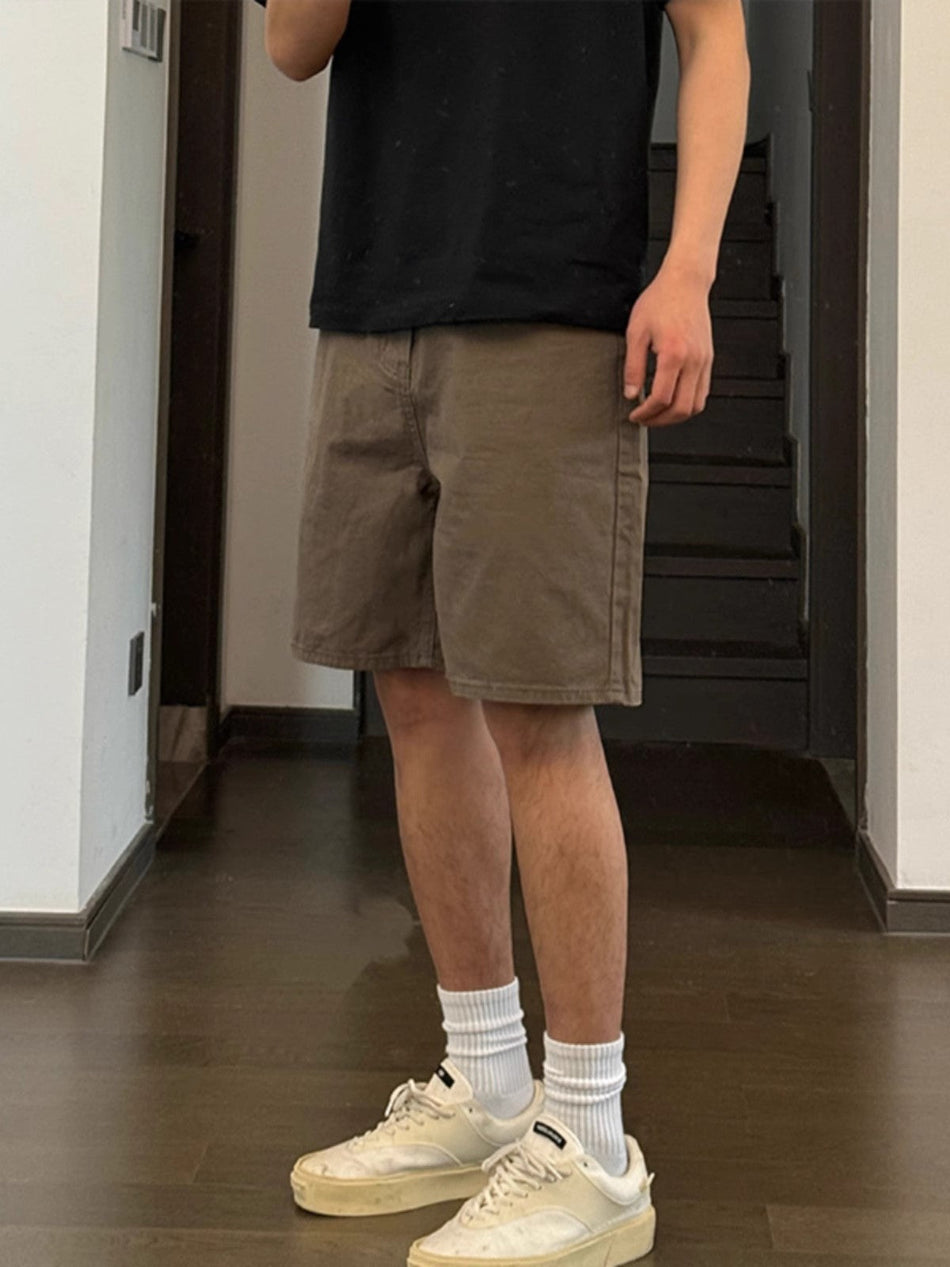 Men's Retro Stretch Denim Loose Fit Five-Point Shorts