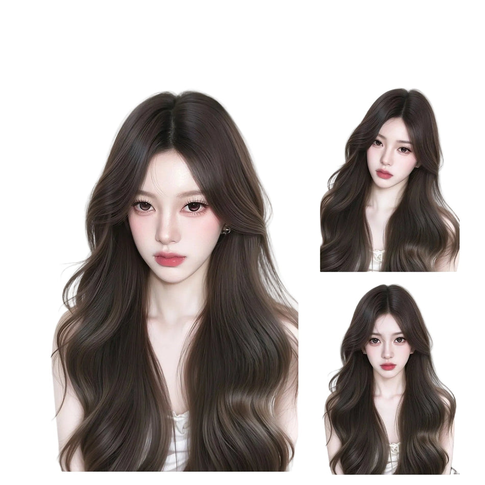 Long Big Wave Full Head Wig with Natural Seamless Bangs