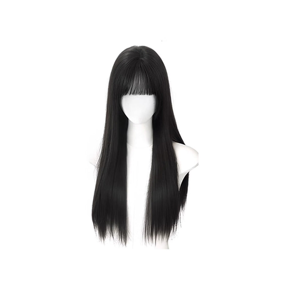 Long Straight Bangs Full Head Wig for Women Natural Daily Wea