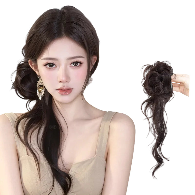 Extra Long Claw Clip Faux Mohawk Bun Hairpiece for Women