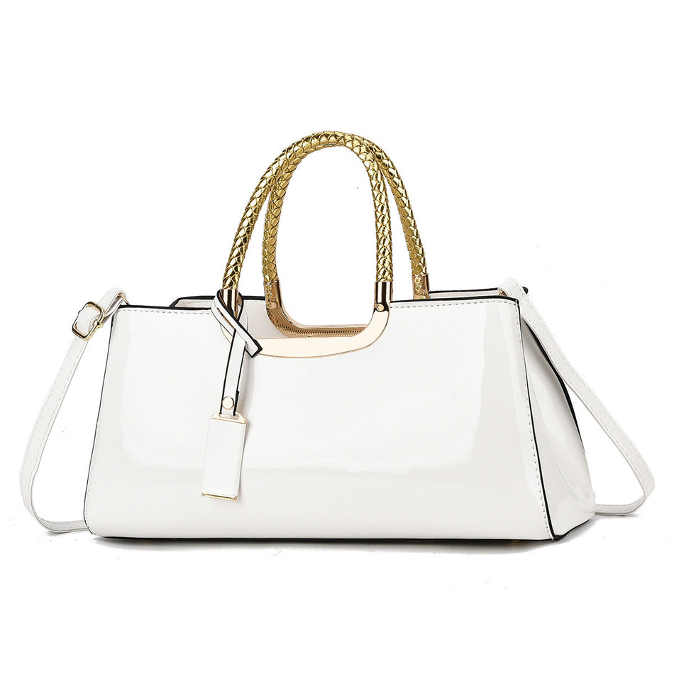 Women's High Capacity Leather Shoulder Pillow Bag Retro Style