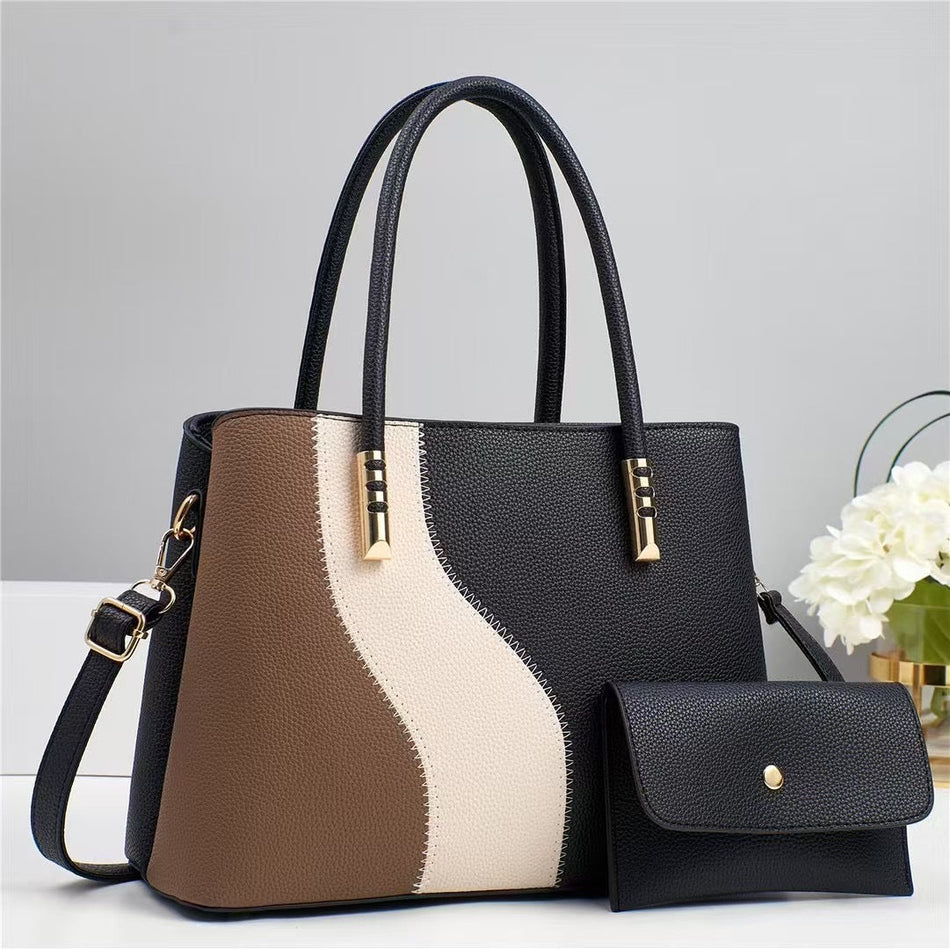 Contrasting Color Large Capacity Women Shoulder Crossbody Bag