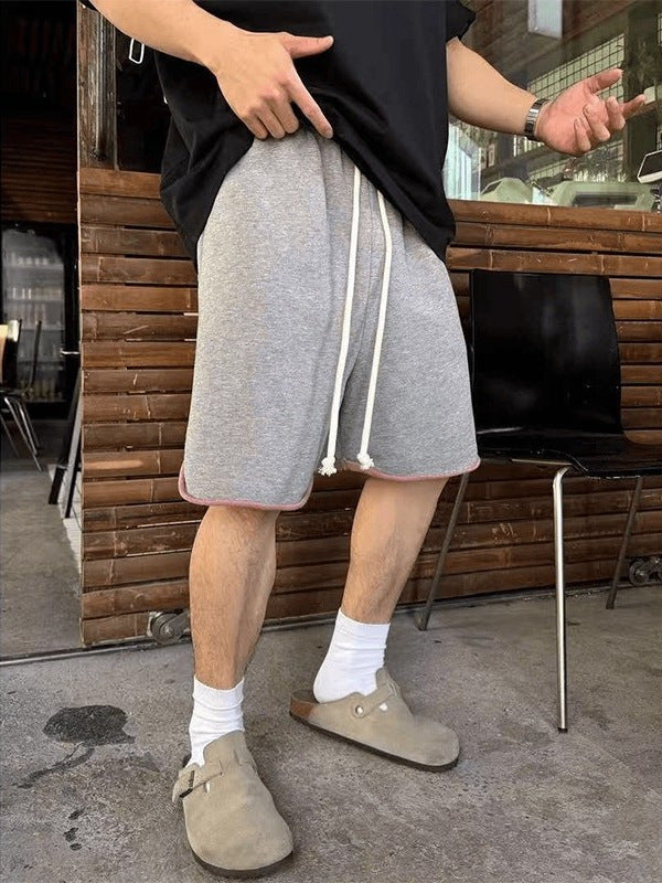 Men's Washed Color-Block Heavyweight Terry Summer Shorts