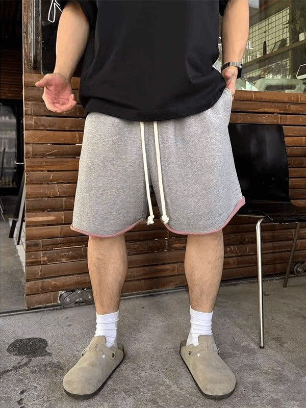 Men's Washed Color-Block Heavyweight Terry Summer Shorts