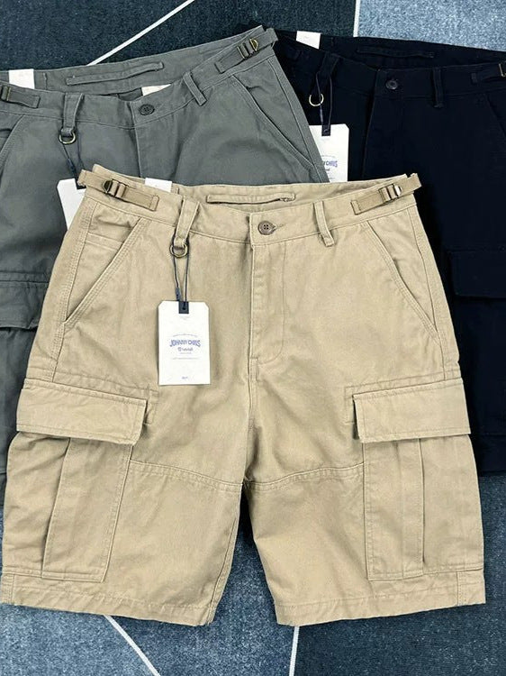 Men's Heavy-Duty Multi-Pocket Cotton Work Shorts Retro Fit