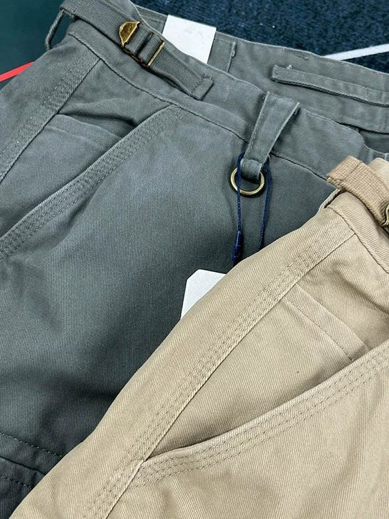 Men's Heavy-Duty Multi-Pocket Cotton Work Shorts Retro Fit