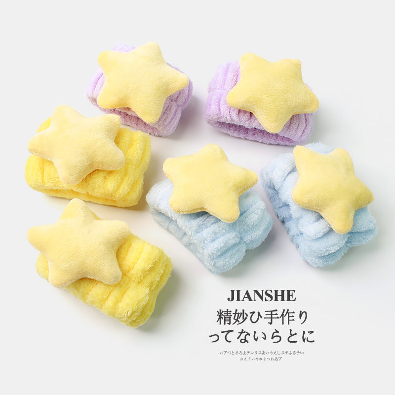 Star Design Face Wash Headband and Wristband Skincare Set