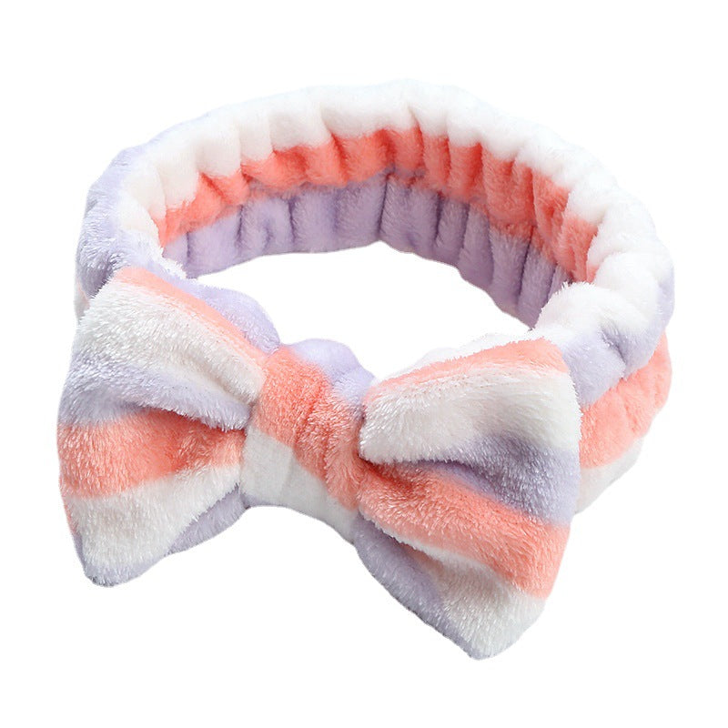 Flannel Leopard Print Bow Headband for Face Washing and Skincare