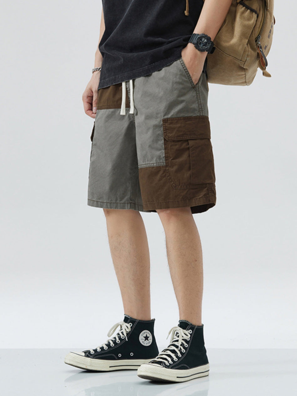 Men's Workwear Stitching Casual Summer Shorts Loose Fit