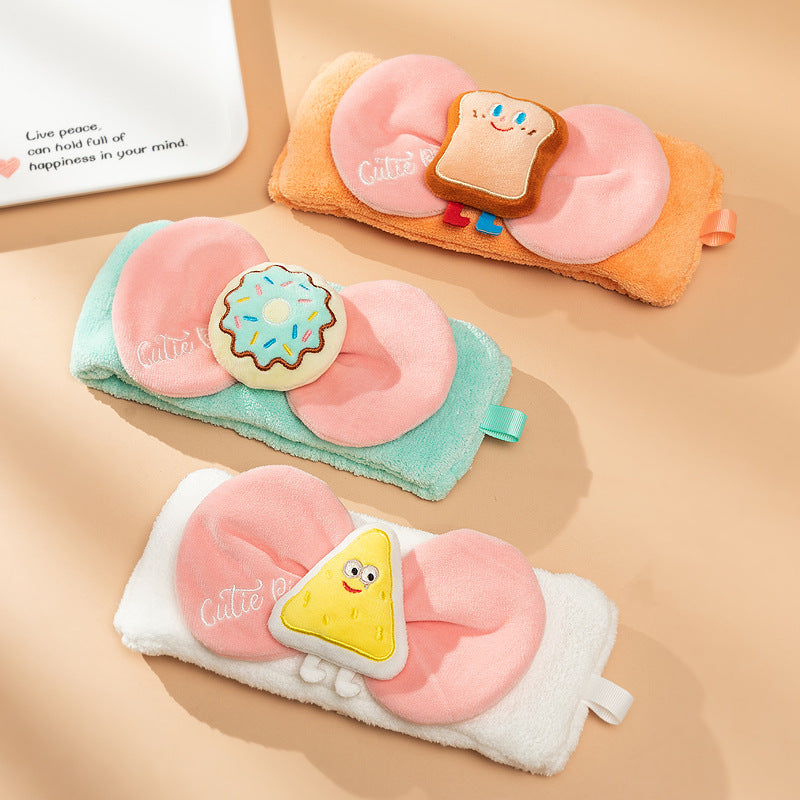 Coral Velvet Cartoon Makeup Headband for Face Washing and