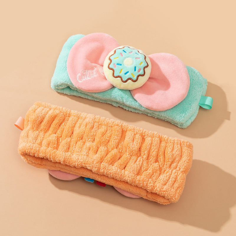 Coral Velvet Cartoon Makeup Headband for Face Washing and