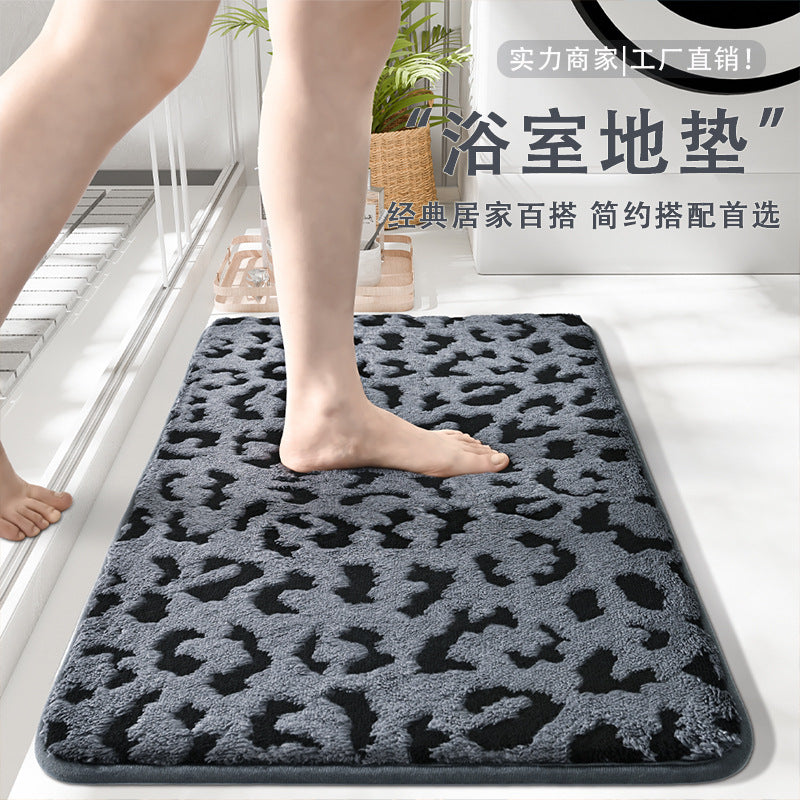 Leopard Print Absorbent Bathroom Mat Thickened Non-Slip Door Mat