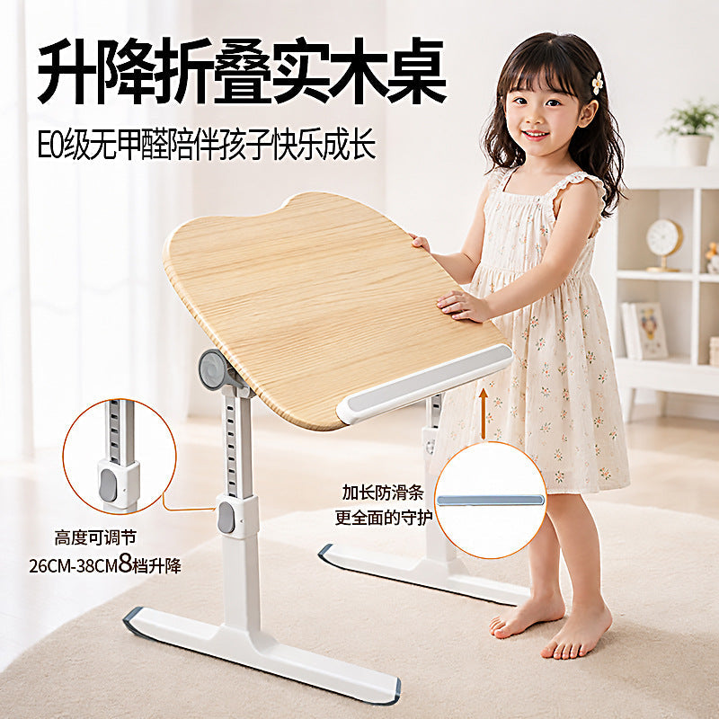Solid Wood Foldable Adjustable Kids Study Bed Table