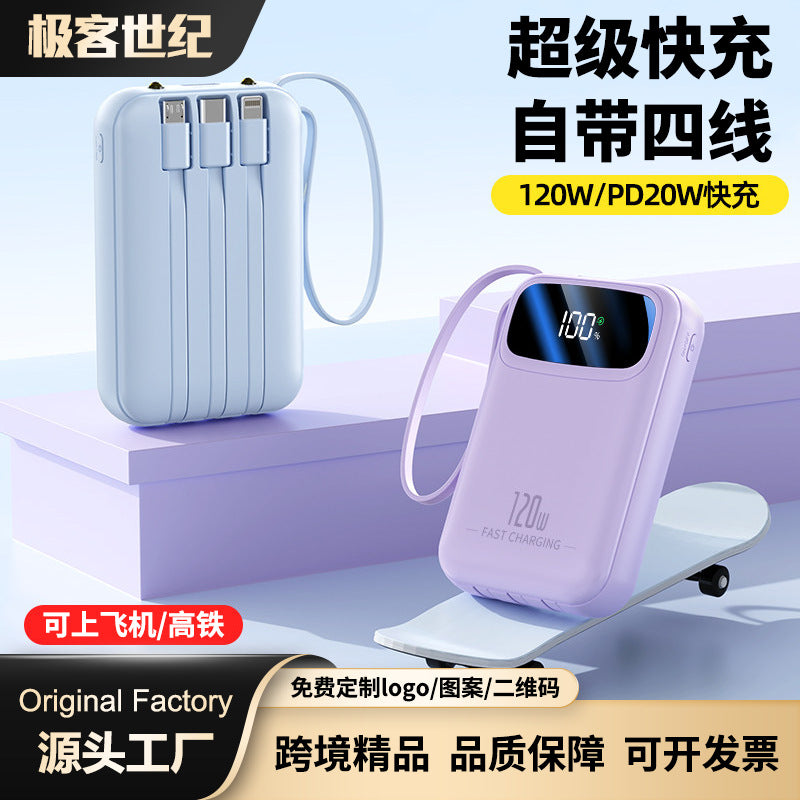 20000mAh Fast Charging Power Bank with Built-In Cable