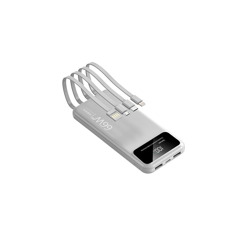 66W Fast Charging Power Bank 20000mAh with Built-In Cables