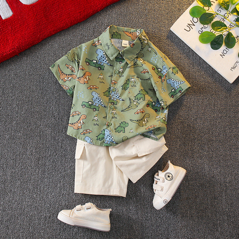 Boys Cotton Cartoon Summer Outfit Short Sleeve T-Shirt & Shorts