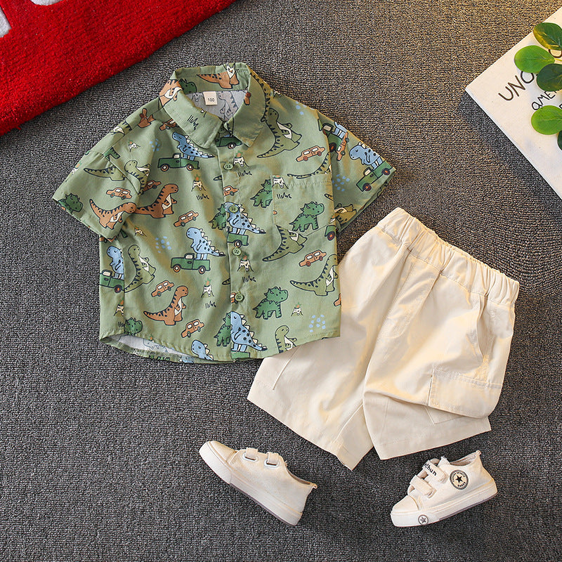 Boys Cotton Cartoon Summer Outfit Short Sleeve T-Shirt & Shorts