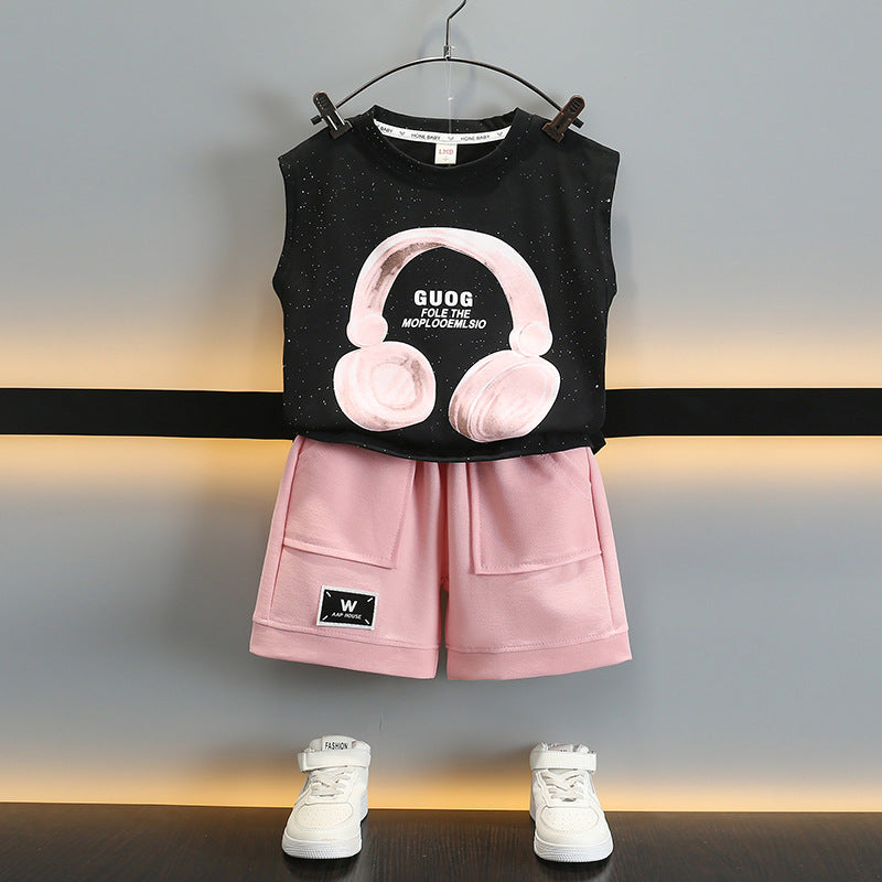 Boys Cotton Summer Vest and Shorts Set Cartoon Casual Outfit