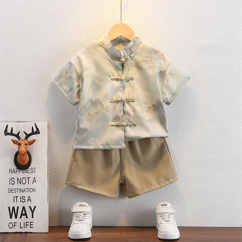 Boys Traditional Chinese Hanfu Summer Outfit Lightweight Costume