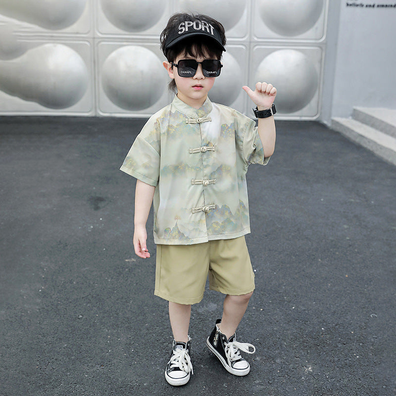 Boys Traditional Chinese Hanfu Summer Outfit Lightweight Costume