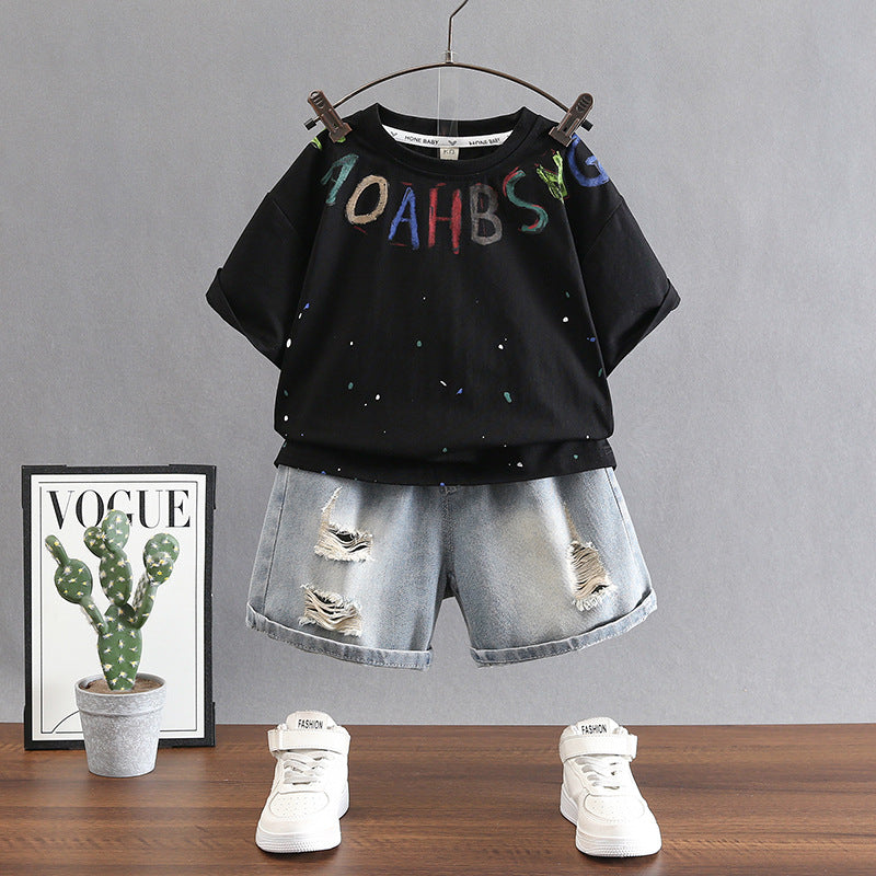 Boys Cotton T-Shirt and Shorts Set Casual Summer Outfit