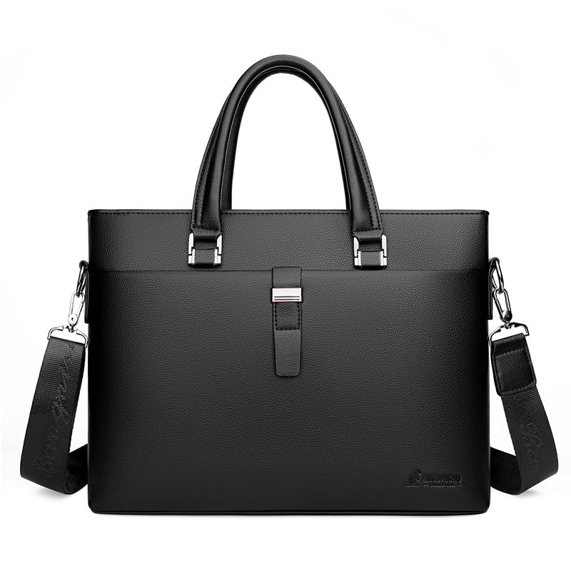 Men's PU Business Crossbody Bag 14-Inch Laptop Briefcase Shoulder