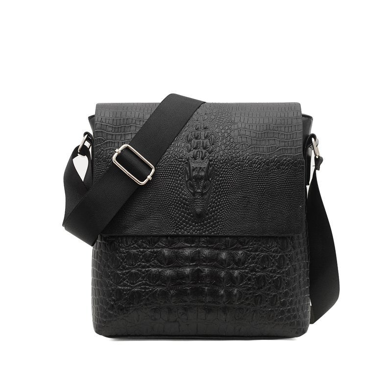 Men's Crocodile Pattern PU Business Crossbody Briefcase Bag