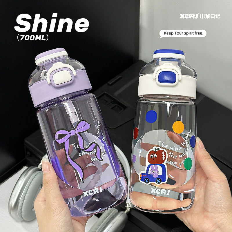 Cute Large Capacity Pop-Up Straw Water Cup for Students