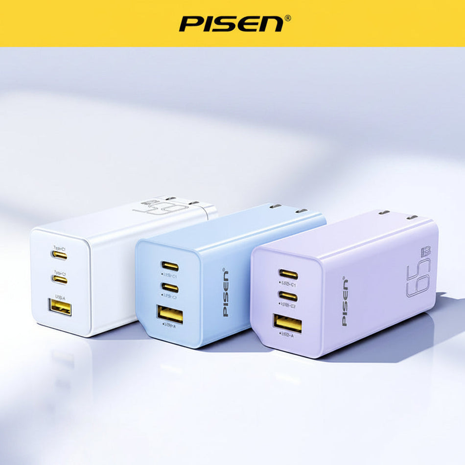 Pisen 65W GaN Multi-Port USB PD Fast Charger for Laptop Phone
