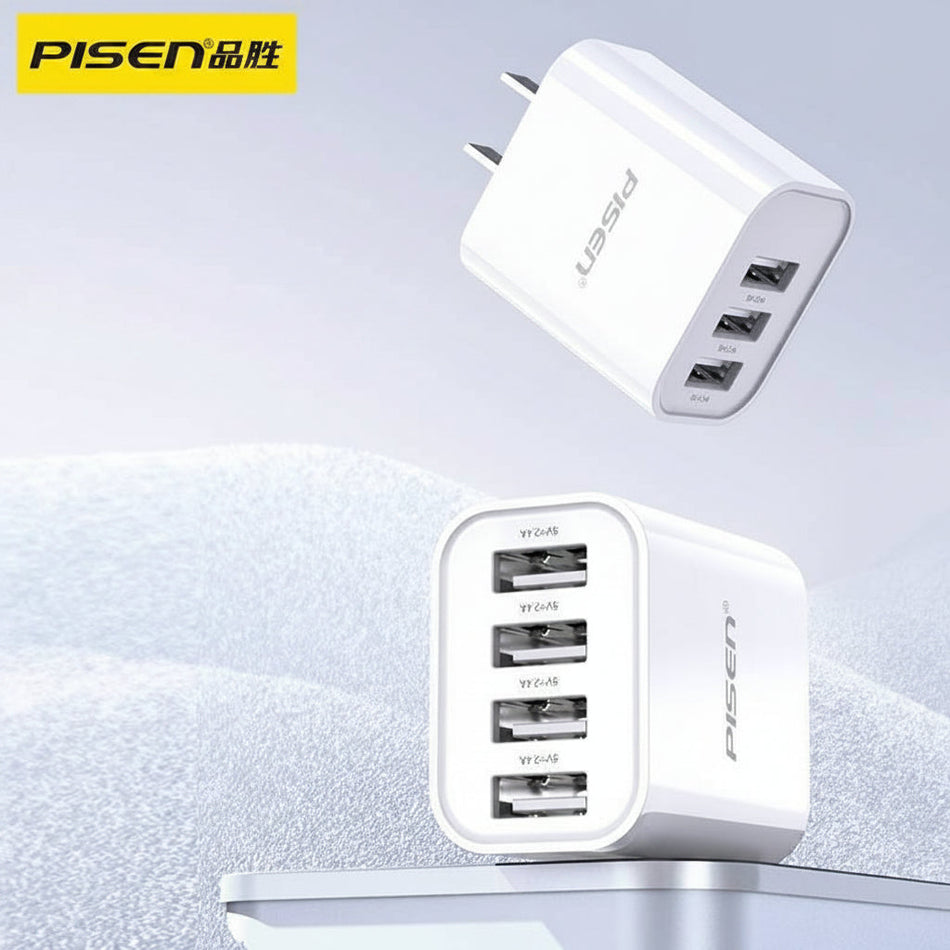 Pisen 18W 3-4 Port Multi-Port USB Fast Charger for Phone Tablet