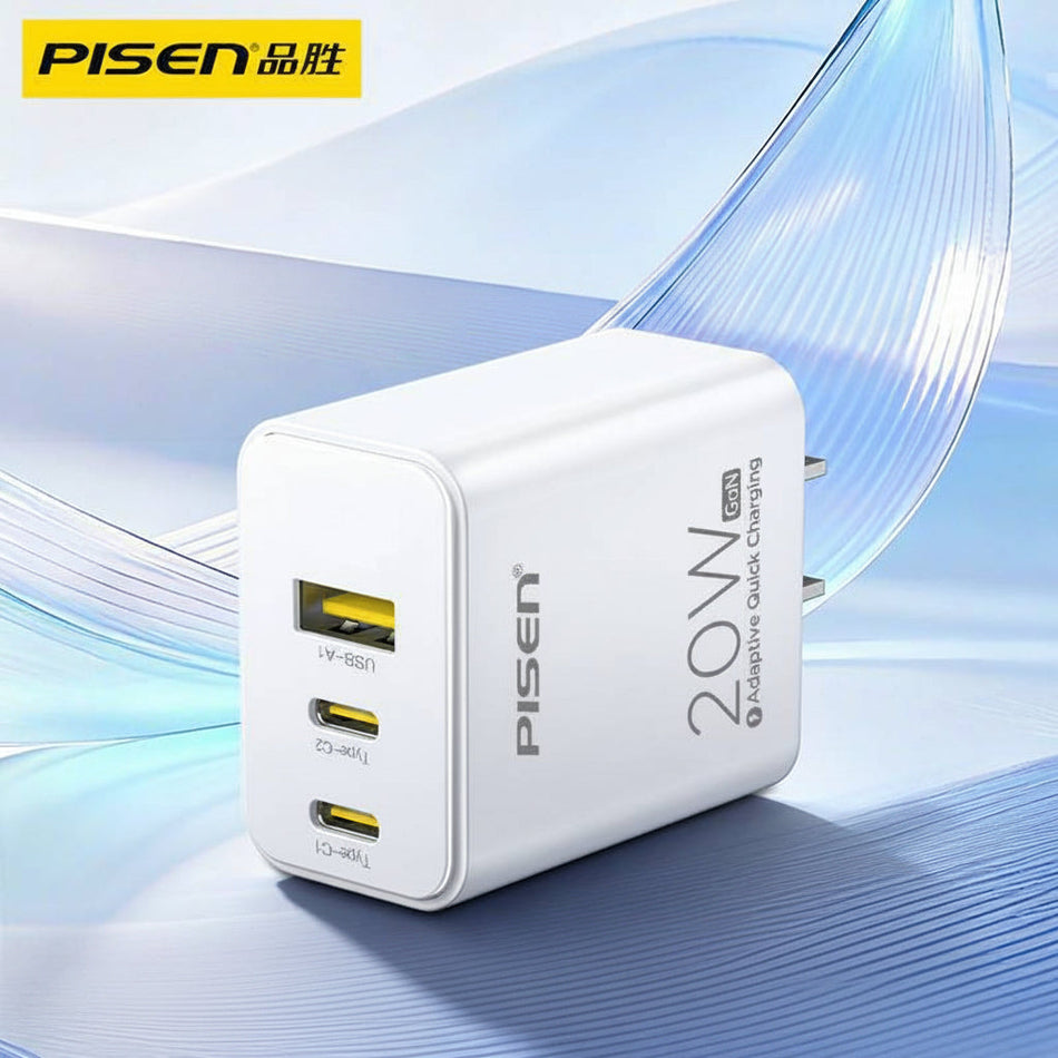 Pisen 20W Multi-Port Fast Charger PD USB Adapter for iPhone &
