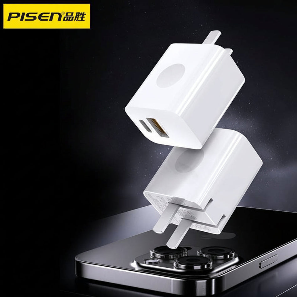 Pisen PD 20W Dual-Port USB Type-C Fast Charger for Apple Android