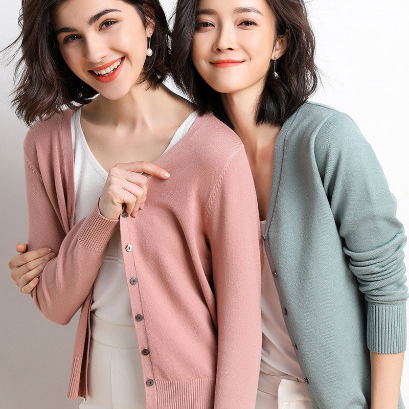 Women's Slim Fit V-Neck Knit Cardigan Sweater