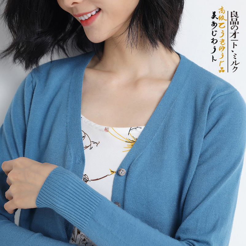 Women's Slim Fit V-Neck Knit Cardigan Sweater