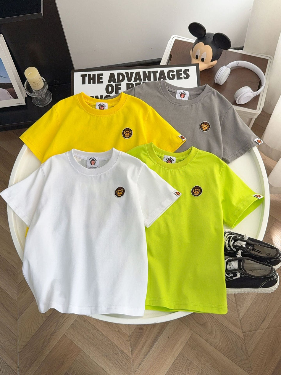 Kids Cartoon Print Cotton Short Sleeve T-Shirt Casual Tee