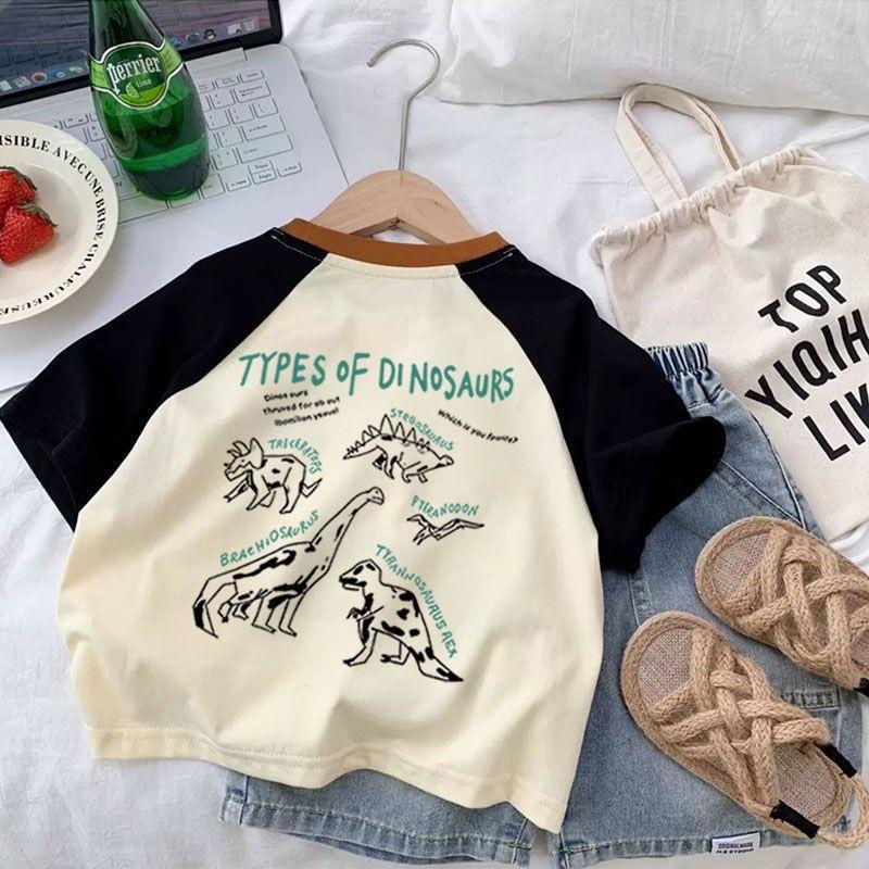 Kids Dinosaur Print Cotton T-Shirt Casual Summer Top