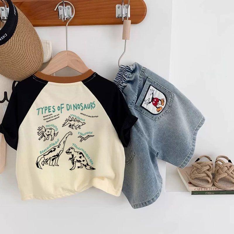 Kids Dinosaur Print Cotton T-Shirt Casual Summer Top