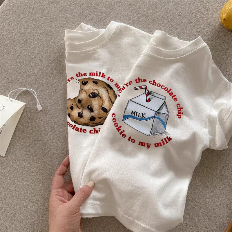 Kids Cotton Cartoon Print T-Shirt Soft Summer Crew Neck Top