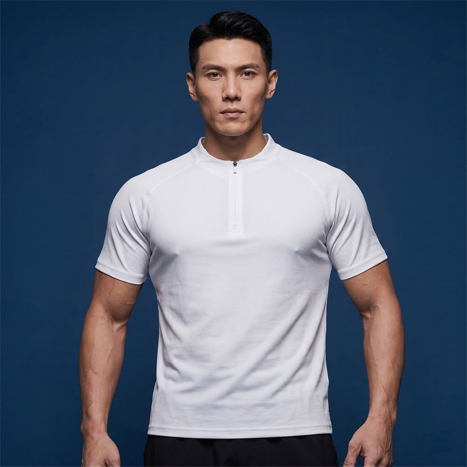 Men's Quick-Dry Zip-Up Performance Training T-Shirt