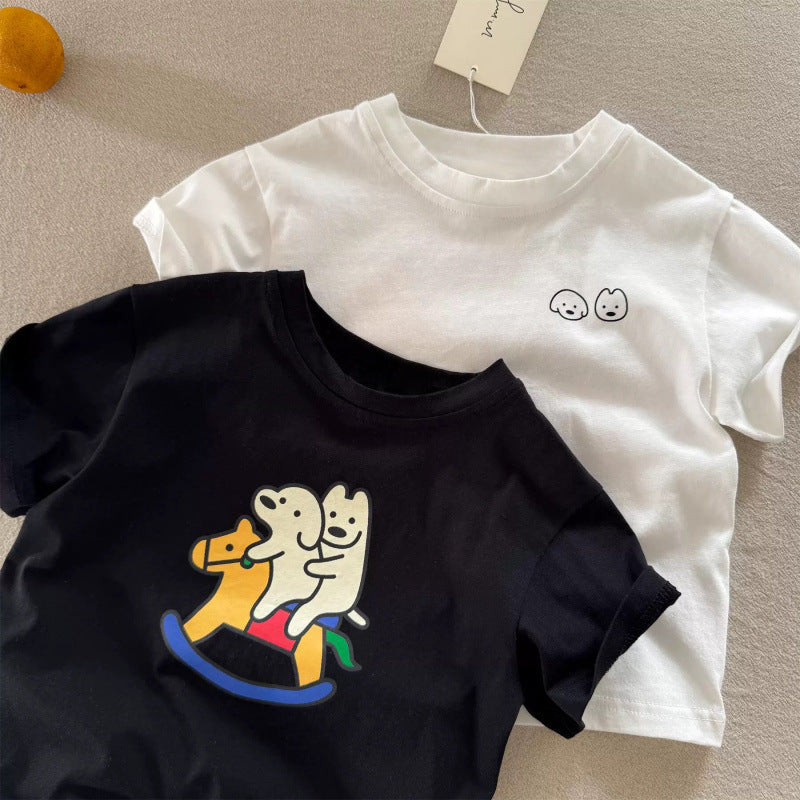 Kids Cartoon Cotton T-Shirt Casual Round Neck Summer Top