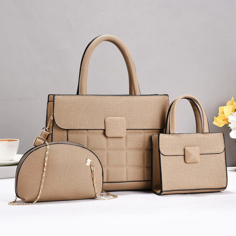 Contrasting Color Three-Piece Women Shoulder Crossbody Bag Set