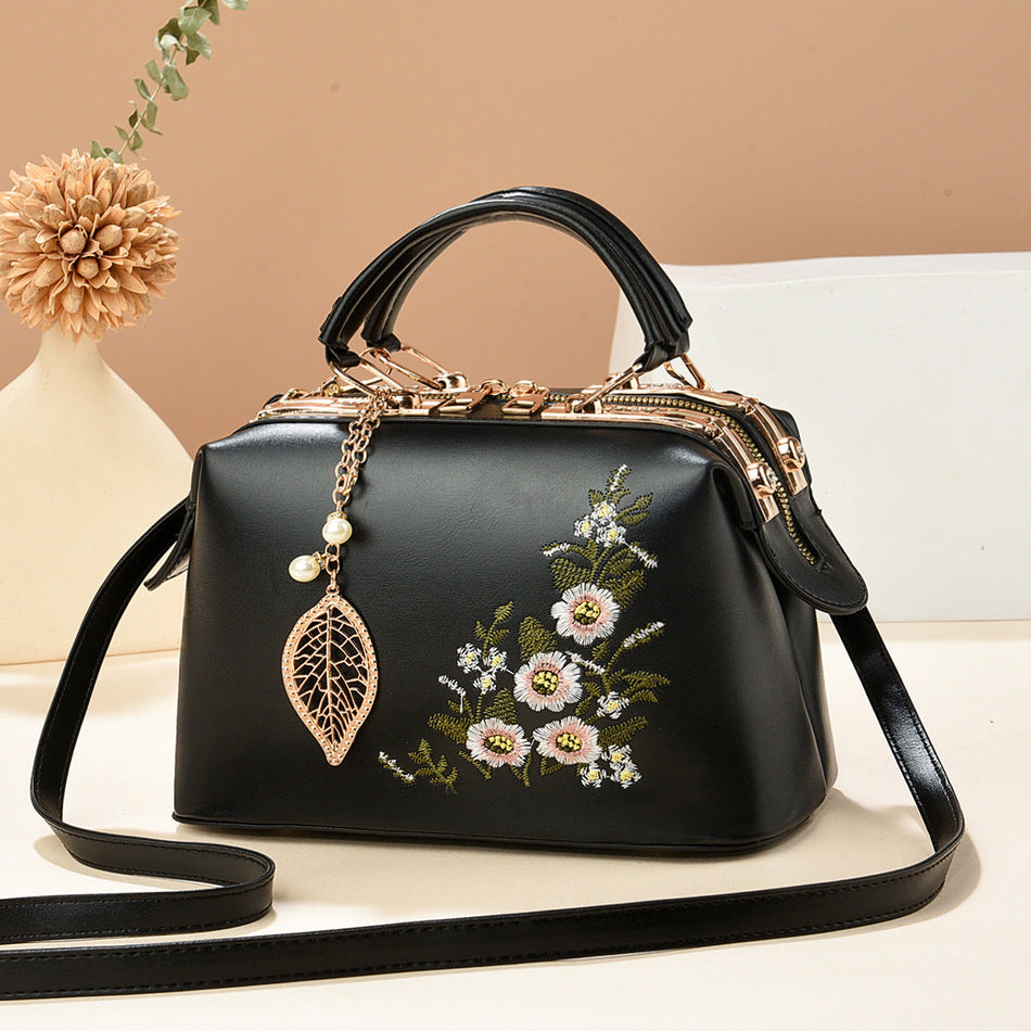 Floral Chinese Style Large Capacity Women Shoulder Handbag