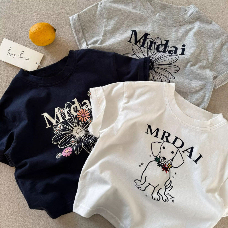 Kids Cartoon Cotton T-Shirt Casual Round Neck Summer Tee