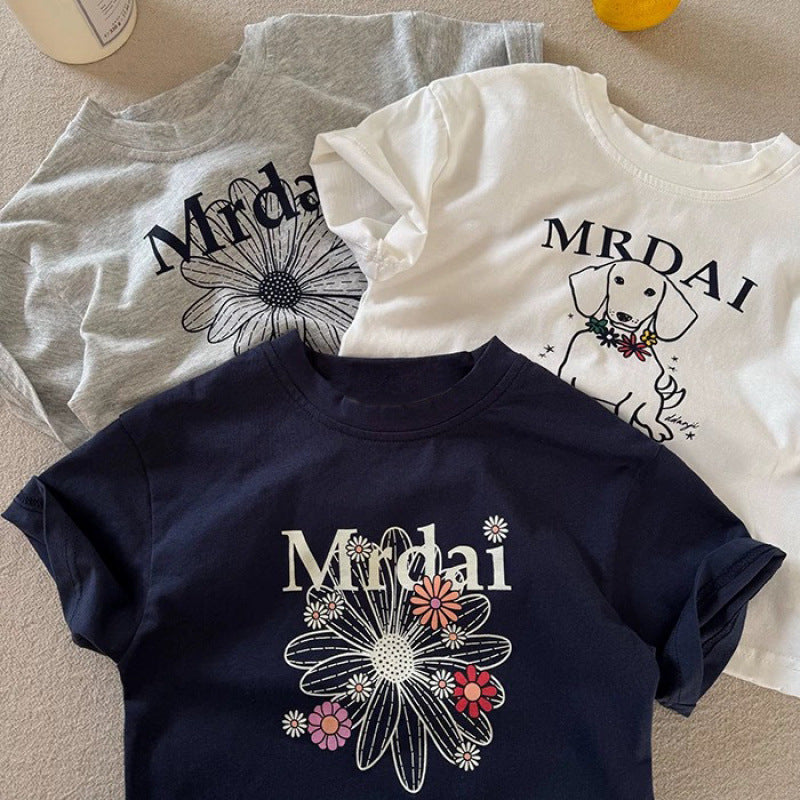 Kids Cartoon Cotton T-Shirt Casual Round Neck Summer Tee