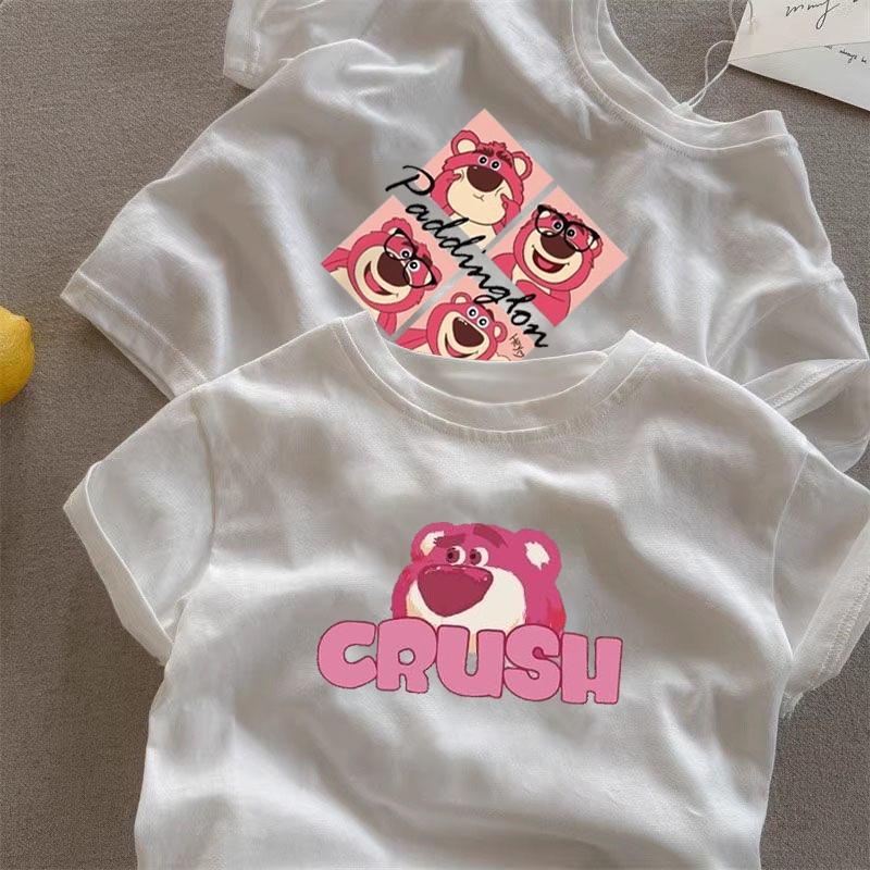 Kids Strawberry Bear Cotton T-Shirt Casual Summer Top